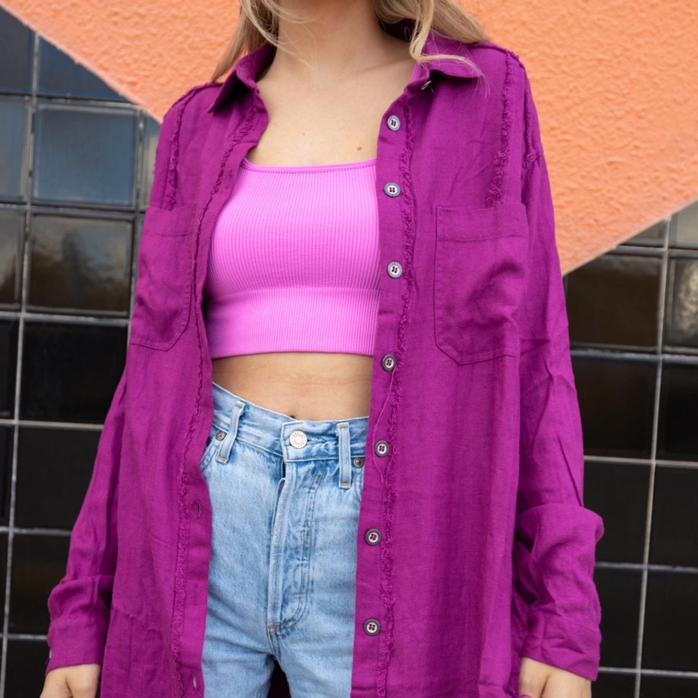 Purple Long sleeved button down shirt